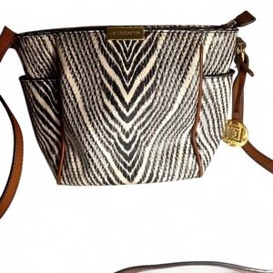 Liz Claiborne Zebra Print Brown Leather Crossbody Bag